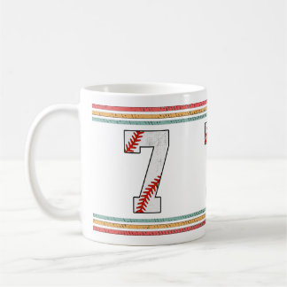Vintage Retro Baseball Nummer 7 Athletik Kaffeetasse