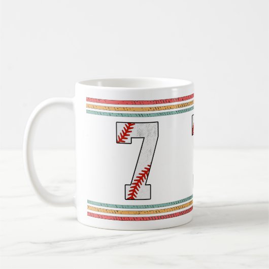 Vintage Retro Baseball Nummer 7 Athletik Kaffeetasse (Links)