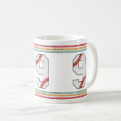 Vintage Retro Baseball Nummer 7 Varsity Kaffeetasse (VorderseiteRechts)