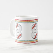 Vintage Retro Baseball Nummer 8 Sport Kaffeetasse (Vorderseite Links)