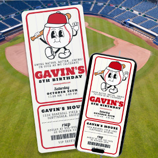 Vintage Retro Baseball Ticket Sport Geburtstagspar Einladung