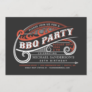 Vintage Retro BBQ-Party-Einladungen Einladung