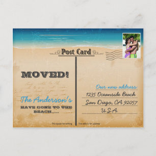 Vintage Retro Beach Änderung des Fotos der Adresse Ankündigungspostkarte