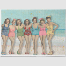Vintage Retro Beach Ladys mit Spaß in Swimsuits Seidenpapier