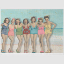 Vintage Retro Beach Ladys mit Spaß in Swimsuits