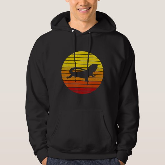 Vintage Retro Bearded Dragon Sunset Hoodie (Vorderseite)