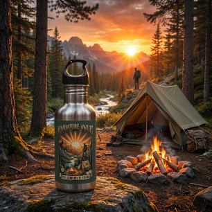 Vintage Retro Berg   Camping Wandern Outdoor Edelstahlflasche