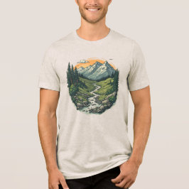 Vintage Retro Berglandschaft Wandern Natur Tri-Blend Shirt