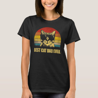 Vintage Retro Best Cat Dad Ever Bump Fit Father's  T-Shirt