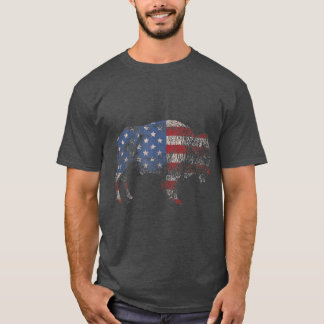 Vintage Retro Bison Amerikanische Flagge Büffel Ei T-Shirt
