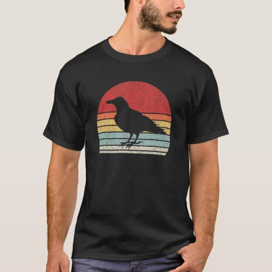 Vintage Retro Black Crow Raven Bird T-Shirt (Vorderseite)