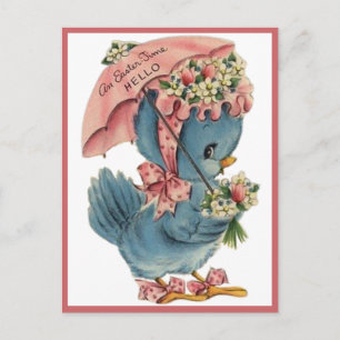Vintage Retro Blauer Vogel Osterzeit Hallo Feiertagspostkarte