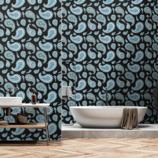 Vintage Retro Blaues Paisleymuster Tapete