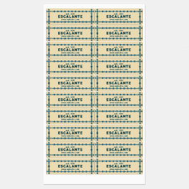 Vintage Retro Blue Gem Border auf Beige Custom Etiketten