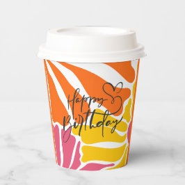 Vintage Retro-Blume Elegant & farbenfroh Geburtsta Pappbecher