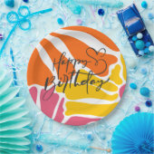 Vintage Retro-Blume Elegant & farbenfroh Geburtsta Pappteller (Party)