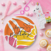 Vintage Retro-Blume Elegant & farbenfroh Geburtsta Pappteller (Party)