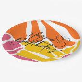 Vintage Retro-Blume Elegant & farbenfroh Geburtsta Pappteller (Schrägansicht)