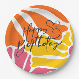 Vintage Retro-Blume Elegant & farbenfroh Geburtsta Pappteller