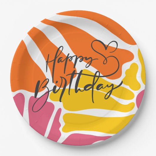 Vintage Retro-Blume Elegant & farbenfroh Geburtsta Pappteller (Vorderseite)