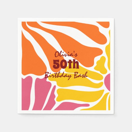 Vintage Retro-Blume Elegant & farbenfroh Geburtsta Serviette (Vorderseite)