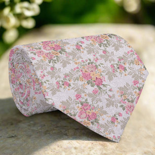 Vintage Retro-Blume Elegantes rosa Blumenmuster Krawatte