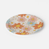 Vintage Retro Blumenmuster Pappteller (Schrägansicht)