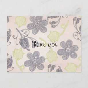 Vintage Retro Blumenmuster Personalisieren Danke Postkarte