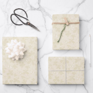 Vintage Retro Blumenranken Muster Neutral Geschenkpapier Set