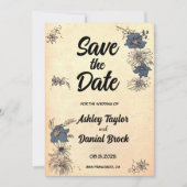 Vintage Retro Boho BlumenWedding speichern das Dat Einladung (Vorderseite)