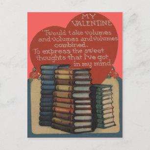 Vintage Retro Book Lovers Valentine Card Feiertagspostkarte