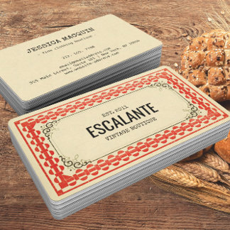 Vintage Retro-Border Beige Brown Red texturiert Visitenkarte