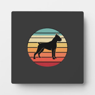 Vintage Retro Boxer-Hund Sonnenuntergang Silhouett Fotoplatte