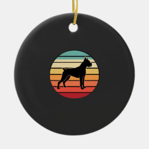 Vintage Retro Boxer-Hund Sonnenuntergang Silhouett Keramik Ornament