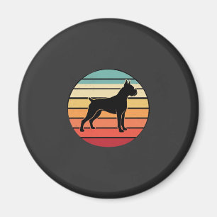 Vintage Retro Boxer-Hund Sonnenuntergang Silhouett Magnet