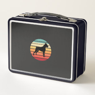 Vintage Retro Boxer-Hund Sonnenuntergang Silhouett Metall Brotdose