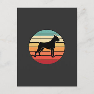 Vintage Retro Boxer-Hund Sonnenuntergang Silhouett Postkarte