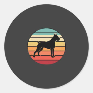Vintage Retro Boxer-Hund Sonnenuntergang Silhouett Runder Aufkleber