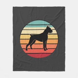 Vintage Retro Boxerhund Sonnenuntergang Silhouette Fleecedecke