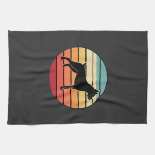Vintage Retro Boxerhund Sonnenuntergang Silhouette Geschirrtuch