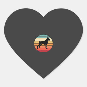 Vintage Retro Boxerhund Sonnenuntergang Silhouette Herz-Aufkleber