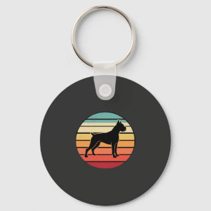 Vintage Retro Boxerhund Sonnenuntergang Silhouette Schlüsselanhänger