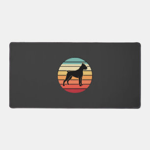 Vintage Retro Boxerhund Sonnenuntergang Silhouette Schreibtischunterlage