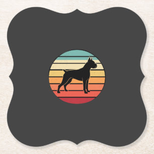 Vintage Retro Boxerhund Sonnenuntergang Silhouette Untersetzer