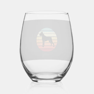 Vintage Retro Boxerhund Sonnenuntergang Silhouette Weinglas Ohne Stiel