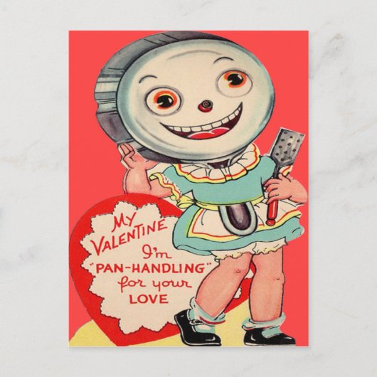 Vintage Retro-Bratkarte Valentine Feiertagspostkarte (Vorderseite)