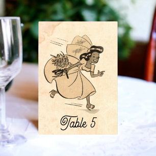 Vintage Retro Braut Alte Comic-Hochzeit Rustikale Tischnummer