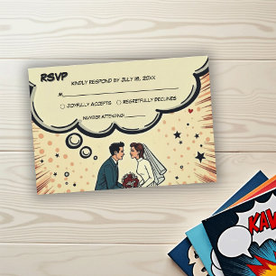 Vintage Retro Braut & Bräutigam Pop Art Comic Hoch RSVP Karte