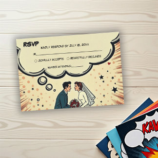 Vintage Retro Braut & Bräutigam Pop Art Comic Hoch RSVP Karte