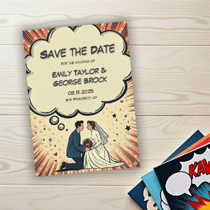 Vintage Retro Braut & Bräutigam Pop Art Comic Hoch Save The Date